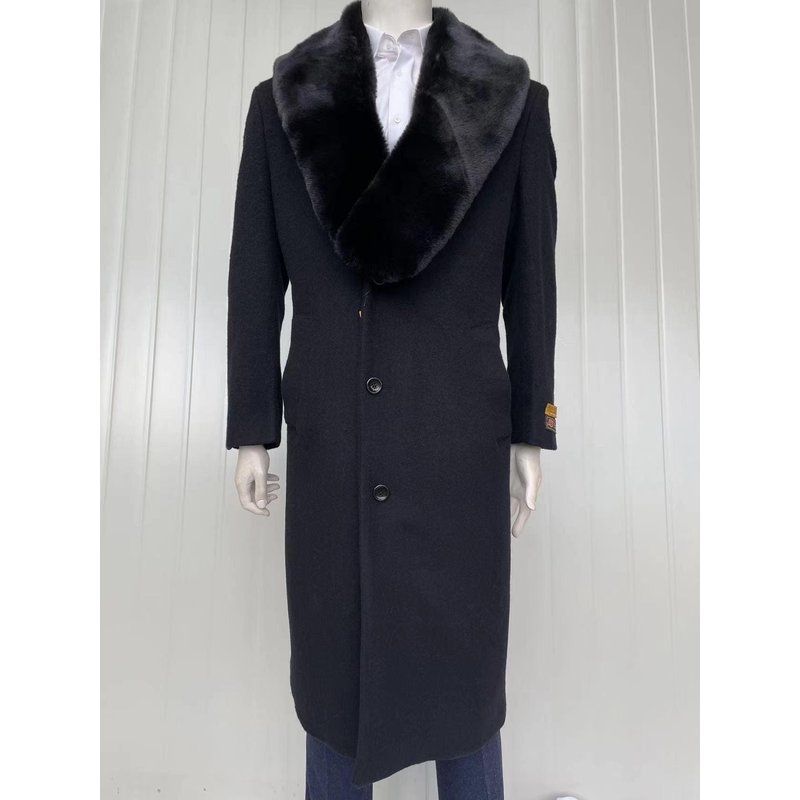 Pardessus en laine et cachemire - Pardessus en hiver - Noir — Veste d'hiver Hommes