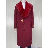 Manteau Long en Laine et Cachemire pour Hommes - Rouge