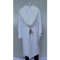 Men's Full Length Wool Overcoat with Removable Fur Collar — Winter Jacket Men