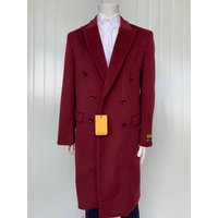 Manteau Long en Laine et Cachemire pour Hommes - Rouge — Veste d'hiver Hommes