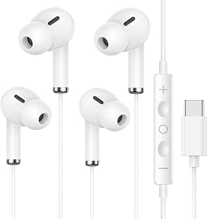 Écouteurs USB C 2 Paquet pour iPhone 17/16, Galaxy, Pixel — Casque antibruit