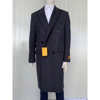 Men's Full Length Wool and Cashmere Overcoat - Dark Charcoal — Winter Jacket Men