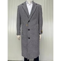 Men's Full Length Wool and Cashmere Overcoat - Black and White