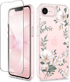 GVIEWIN iPhone 16e Case with Screen Protector - Floral Design — Phone Case