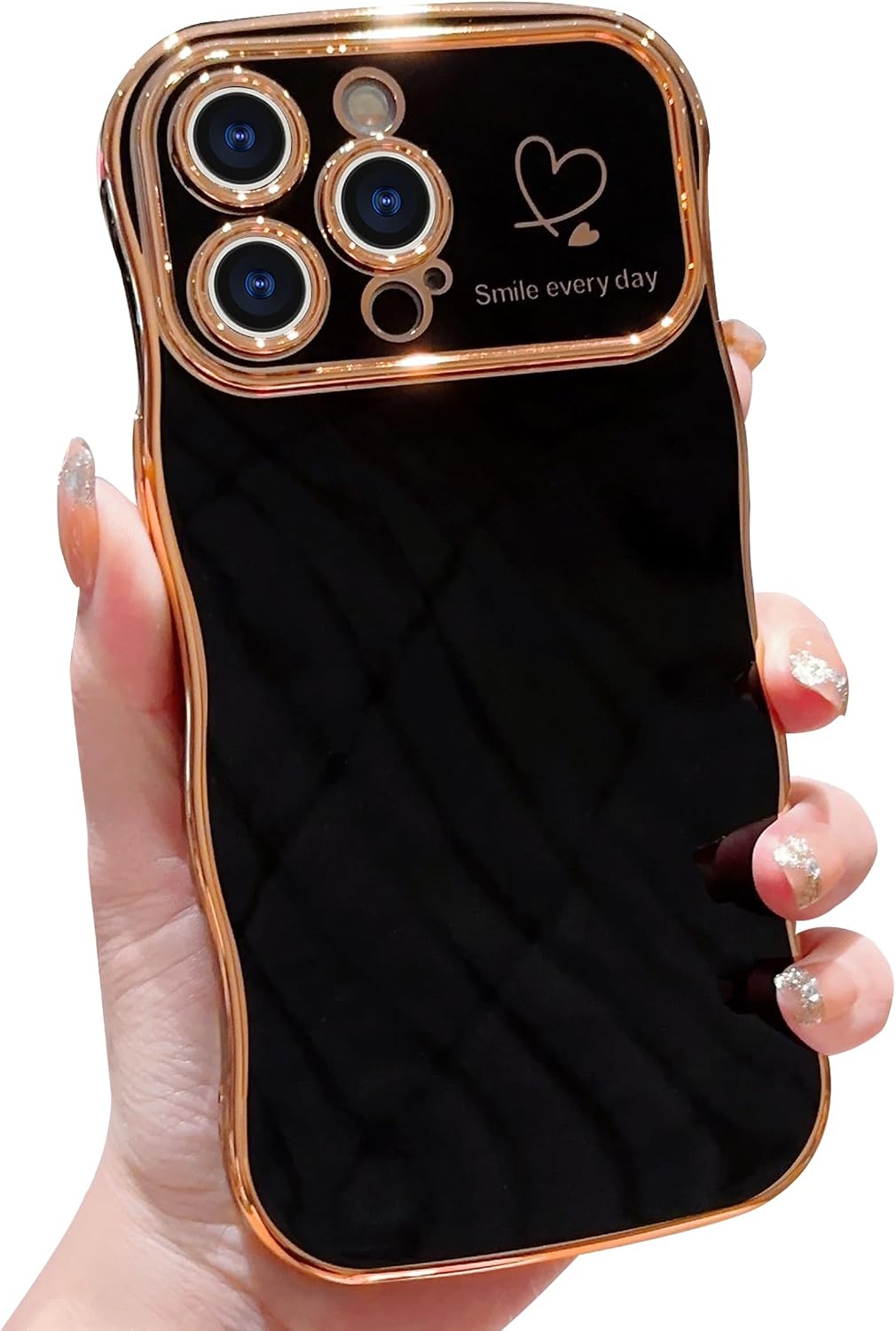 Étui IDweel pour iPhone 15 Pro pour Femmes avec Cadre en Vague et Protection de Caméra — Coque de téléphone