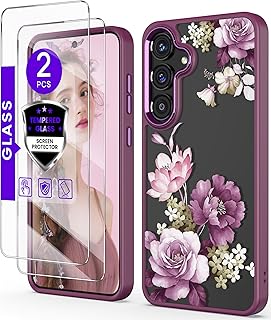 Coque avec motif floral transparent pour Samsung Galaxy S24/S25 - Violet