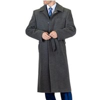 Falcone Men's Gray Wool Belted Full Length Topcoat
