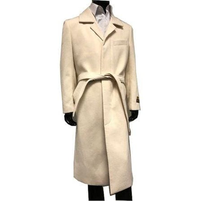 Manteau d'hiver en laine blanc pour homme avec ceinture par AlbertoNardoni — Ceinture en cuir
