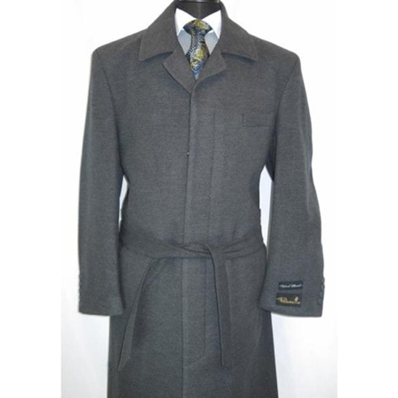 Manteau habillé en laine ceinturé pour homme en charbon — Robes pour femmes
