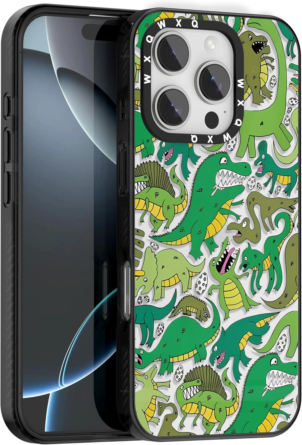 Coque iPhone 16 Pro TPU+PC Design Dinosaure Cartoon Absorption Choc — Coque de téléphone