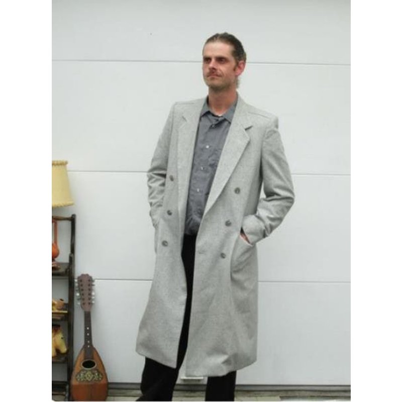 AlbertoNardoniStore Men's Light Grey Wool Topcoat — Winter Jacket Men