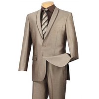Tan Slim Fitted Groomsmen Suit - Men's Tuxedo — Mens Suits & Blazers
