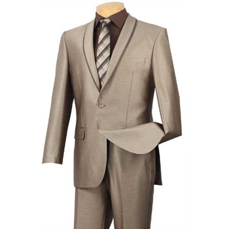 Costume Groomsmen Slim Fitté Tan - Tuxedo pour Homme — Costumes et vestons pour hommes