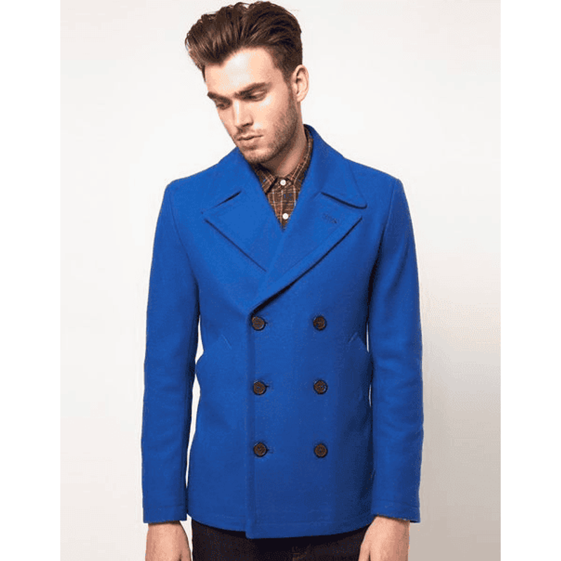 Manteau Peacoat Bleu Royal pour Hommes d'AlbertoNardoniStore — Veste d'hiver Hommes