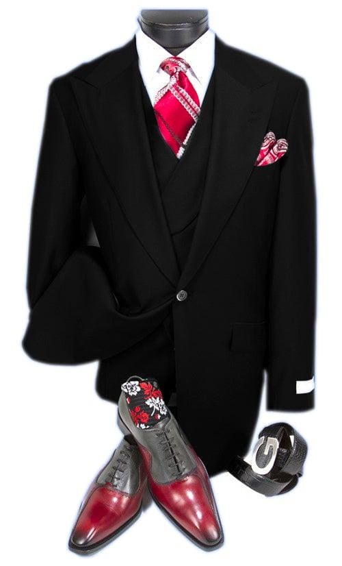Big and Tall Black Double Breasted Suit — Mens Suits & Blazers