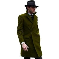 Alberto Nardoni Men's Driving Coat - Dark Olive Wool Carcoat — Winter Jacket Men