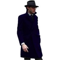 Men's Dark Navy Blue Wool Driving Coat — Winter Jacket Men