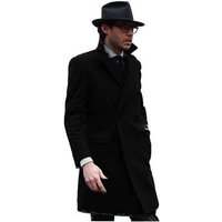 Men's Black Wool Driving Coat