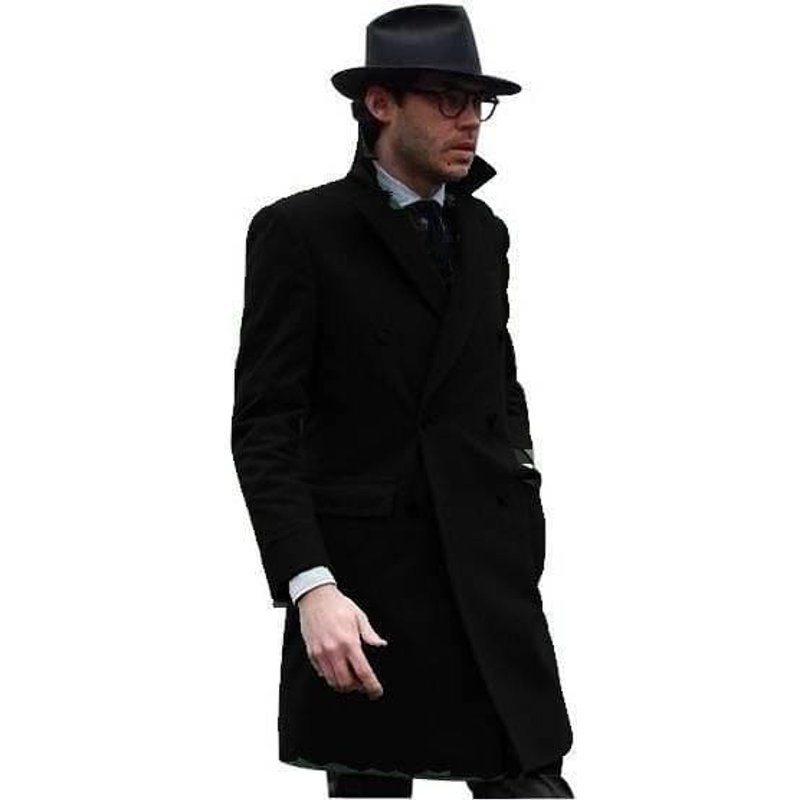 Manteau de conduite pour hommes en laine noire — Veste d'hiver Hommes