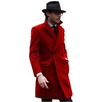 Men's Wool Driving Coat in Hot Red — Winter Jacket Men