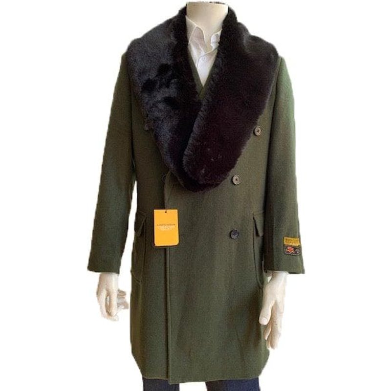 AlbertoNardoniStore Men's Double Breasted Wool Blend Overcoat — Winter Jacket Men