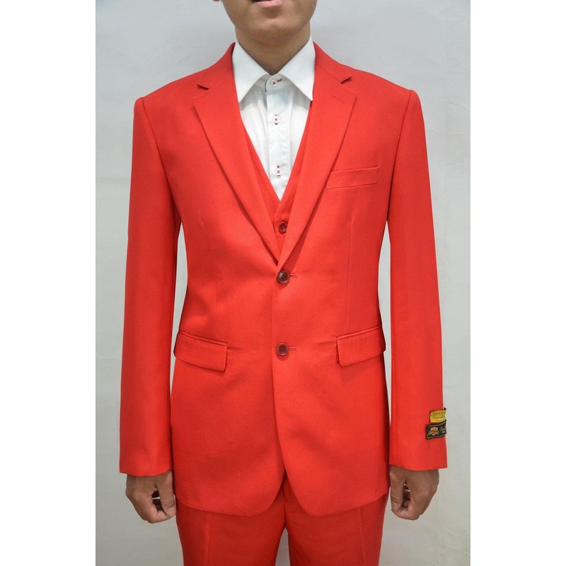 Veste de costume rouge ajustée avec fermeture à 2 boutons — Costumes et vestons pour hommes
