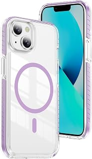 Coque Magnétique Claire DEERLAMN pour iPhone 13/14 - Protection Slim Violet — Coque de téléphone