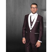 Tuxedo Bourgogne pour Hommes avec Revers Châle — Costumes et vestons pour hommes