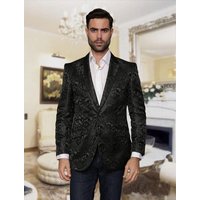 Black Floral Double Breasted Suit