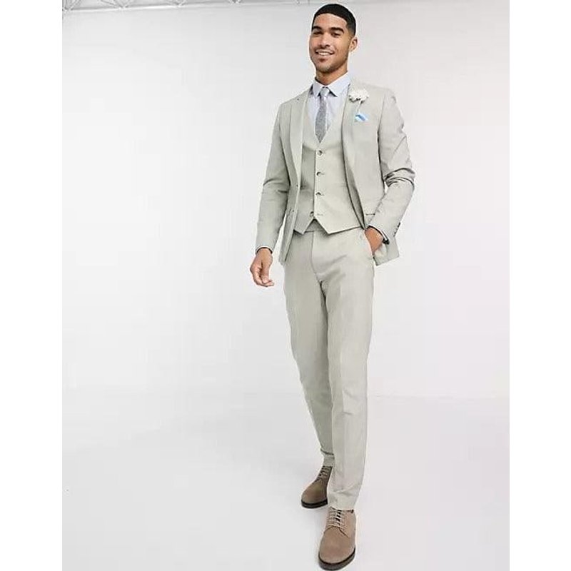 Tuxedo Vert Sauge - Costume de Mariage avec Gilet Assorti — Costumes et vestons pour hommes
