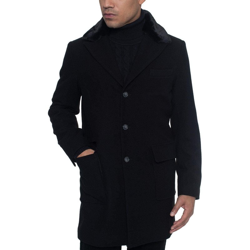Manteau d'hiver pour hommes AlbertoNardoniStore avec col en fourrure amovible — Veste d'hiver Hommes