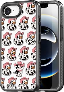 Rosarnnah iPhone 16E Case - Durable Shockproof Black Milk Cow Design — Phone Case