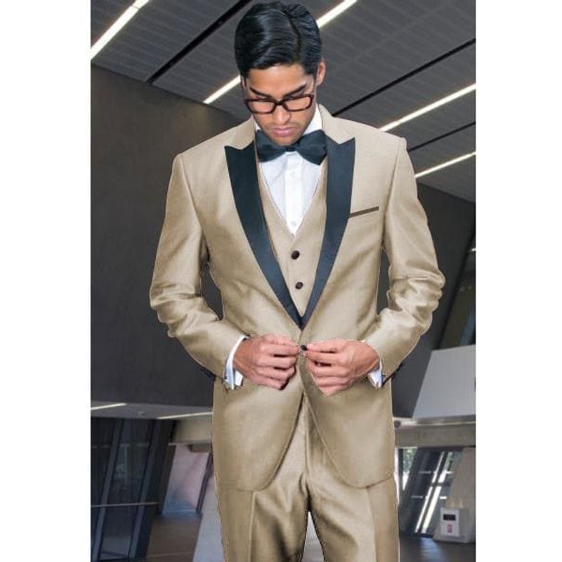 Men's Tan Slim Fit Tuxedo with Two Buttons — Mens Suits & Blazers