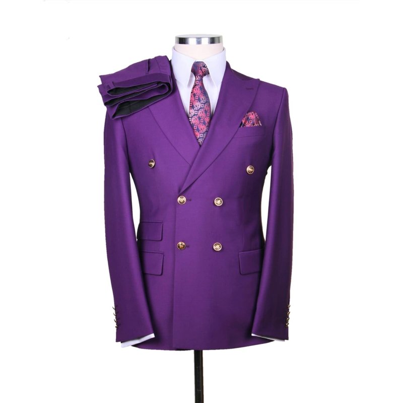 Alberto Nardoni Store Slim Fit Double Breasted Purple Suit — Mens Suits & Blazers