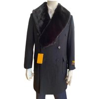 AlbertoNardoniStore Men's Black Wool Peacoat