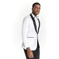 Tuxedo Blanc et Argent avec Nœud Papillon et Pantalons Blancs