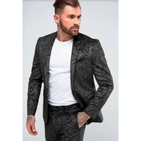 Tuxedo Floral Noir avec Fermeture à Un Bouton