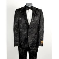 Tuxedo Floral Noir - Costume Floral Noir à 2 Boutons