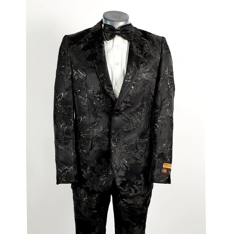 Tuxedo Floral Noir - Costume Floral Noir à 2 Boutons — Costumes et vestons pour hommes