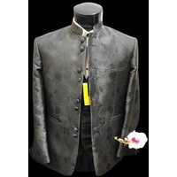 Tuxedo Floral Noir - Costume Floral avec Poche Poitrine