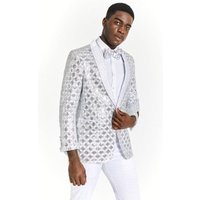 Costume Paisley Blanc - Tuxedo Masculin à Boutonnage Simple