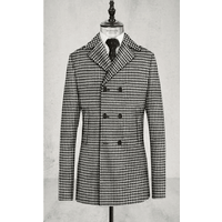 AlbertoNardoniStore Men's Gray Plaid Peacoat