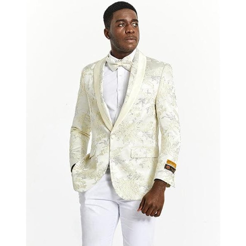 Veste de dîner ivoire pour homme avec nœud papillon — Costumes et vestons pour hommes