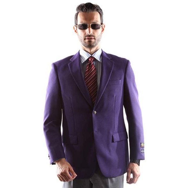 Blazer pour hommes à boutonnage simple en prune avec poche poitrine — Costumes et vestons pour hommes