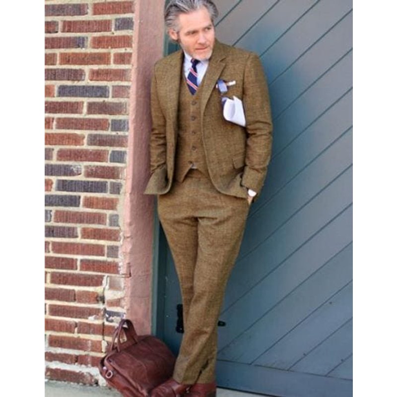 Brown Tweed Suit with Real Horn Buttons for Men — Mens Suits & Blazers