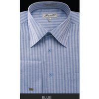 Fratello French Cuff Bleu Rayé Herringbone Tweed