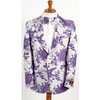 Blazer Floral Paisley Blanc et Lavande pour Hommes — Costumes et vestons pour hommes