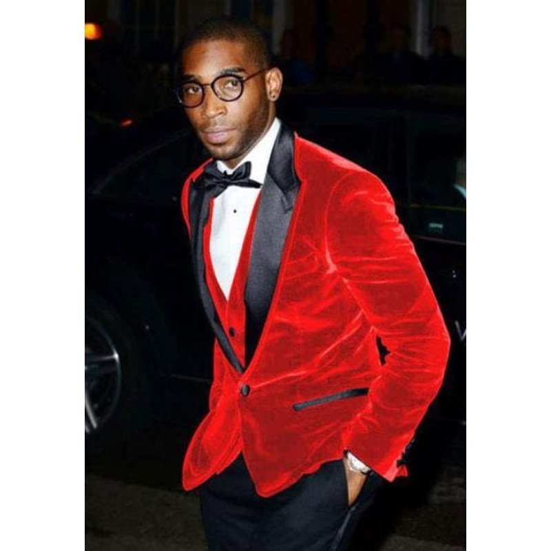 Veste de Velours Rouge pour Hommes Grande Taille — Costumes et vestons pour hommes