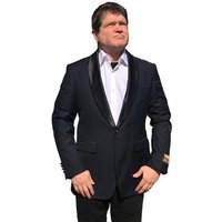 Blazer pour homme noir en satin avec revers châle — Costumes et vestons pour hommes