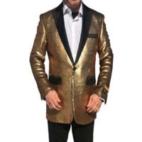 Tuxedo Noir et Or pour Hommes avec Revers Pointe — Costumes et vestons pour hommes